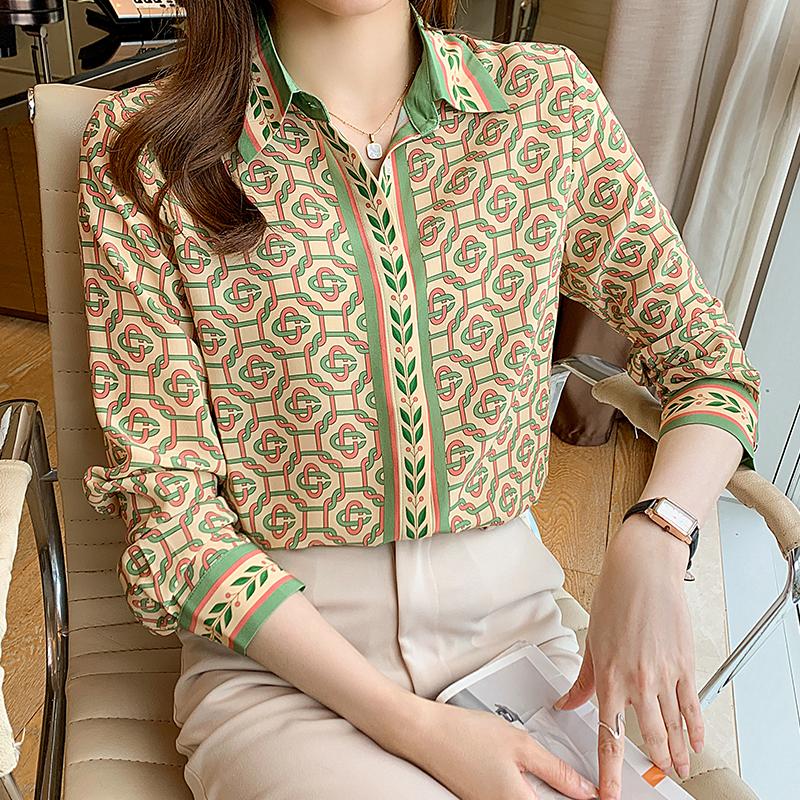 TRENDING WOMEN'S SPECIAL! Designer Fashion Chained Print Women's Long Sleeve Blouse. Collection By Blusas Mujer.