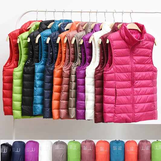 Sleeveless Women's Ultra-Light Down Vests! Slim Jacket Gilet, Lightweight, & Wind Resistant. Warm!