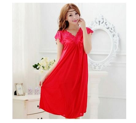 Plus Size Sexy Women Ice Silk Sleepwear Female Nightgown Women Nightwear for Ladies Night Shirts Home Clothing #0