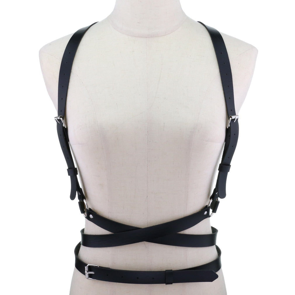 Punk PU corset waist belt chest strap strap personality trend body harness strap sexy sling belt  korean fashion