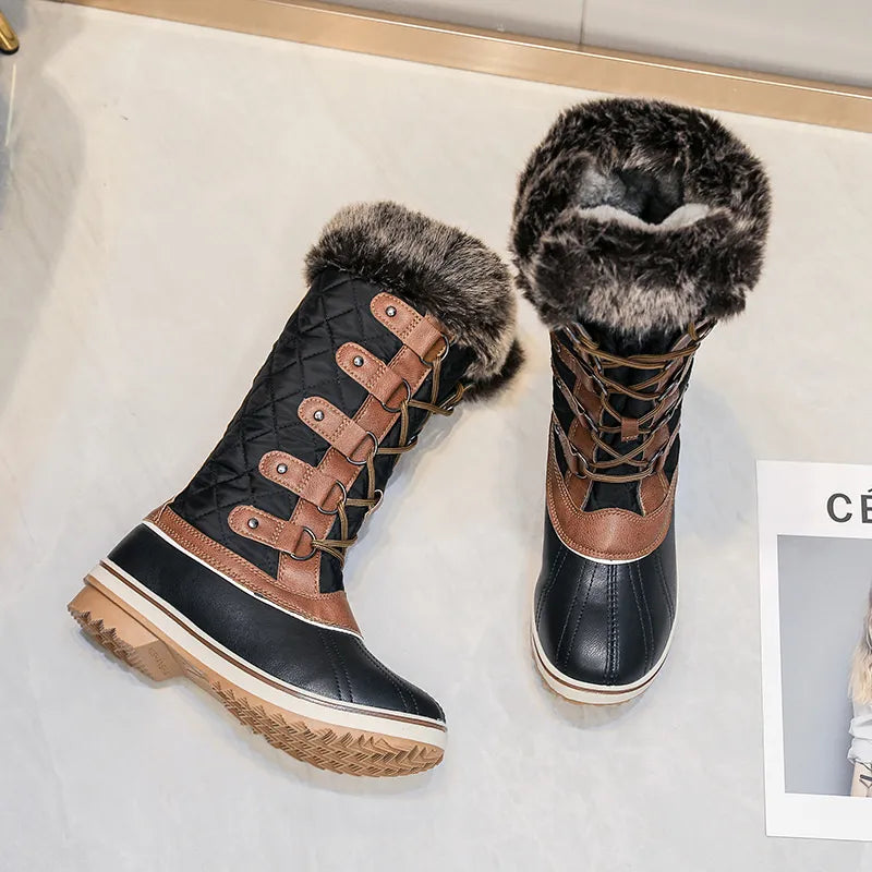 New 2023 Winter Boots Women Snow Boots Winter Shoes Warm Thick Fur Non-slip Waterproof High Boots Woman Shoes Big Size 36-42