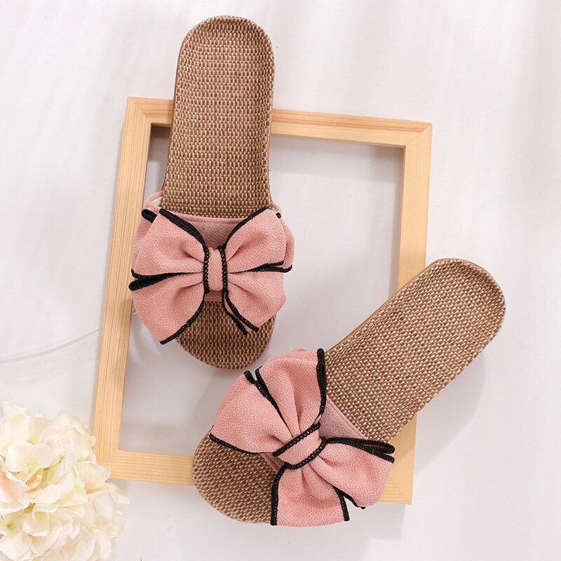 Mntrerm New Casual Bow-knot Soft Flats. Cute Linen Design For Maximum Comfort & Extended Wear.