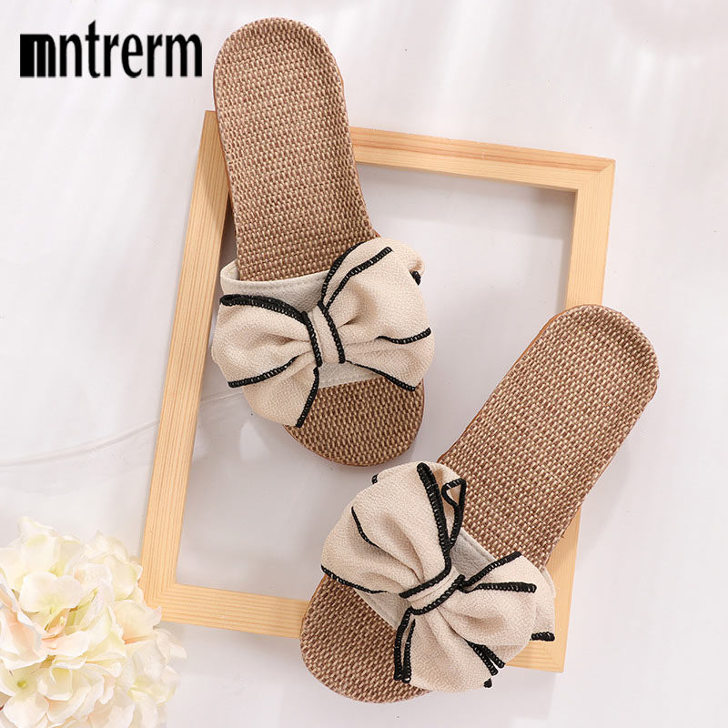 Mntrerm New Casual Bow-knot Soft Flats. Cute Linen Design For Maximum Comfort & Extended Wear.