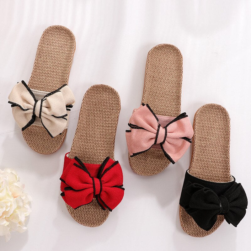 Mntrerm New Casual Bow-knot Soft Flats. Cute Linen Design For Maximum Comfort & Extended Wear.