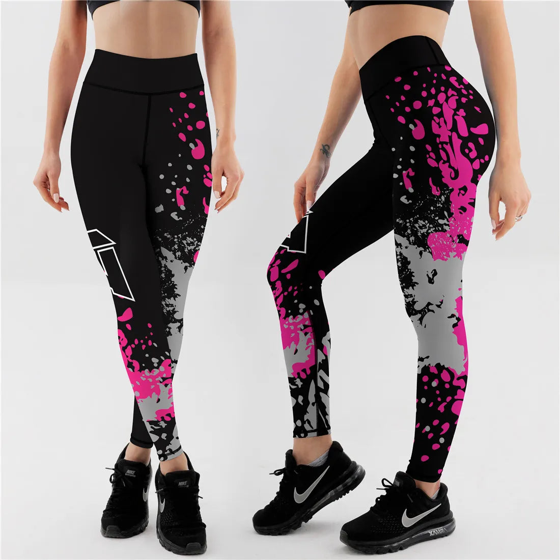 Qickitout 12%spandex Sexy High Waist Elasticity Women Digital Printed Leggings Push Up Strength Pants