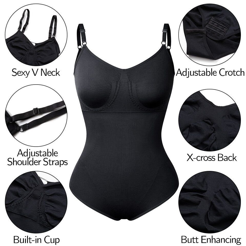 NEW! Women's Bodysuit Shapewear! Full Body Shaper. V-neck Tank Top & Waist Trainer Camisole with Slimming Fabric.