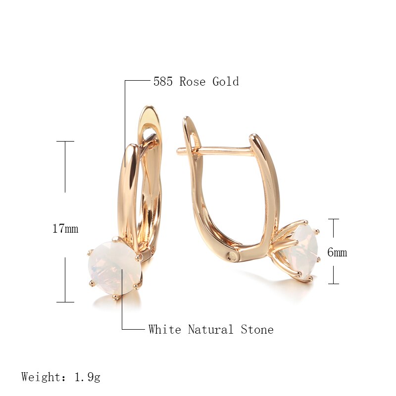 Trending! 585 Rose Gold Milky Zircon Clip Earrings. Women's Simple Piercing Party Earrings - Fashion Jewelry Accessories.