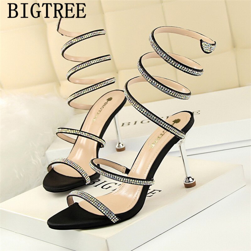 High Heels Sandals Women Rhinestone Sandals Open Toe Heels Womens Shoes Summer Fashion 2023 Sandalias Romanas Mujer Sandalias