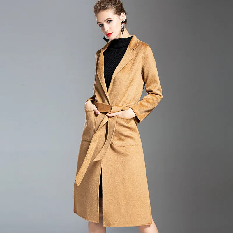 NEW! European - American water wave Cashmere Coat. Medium & Long Winter Wool Coat. Double-sided.