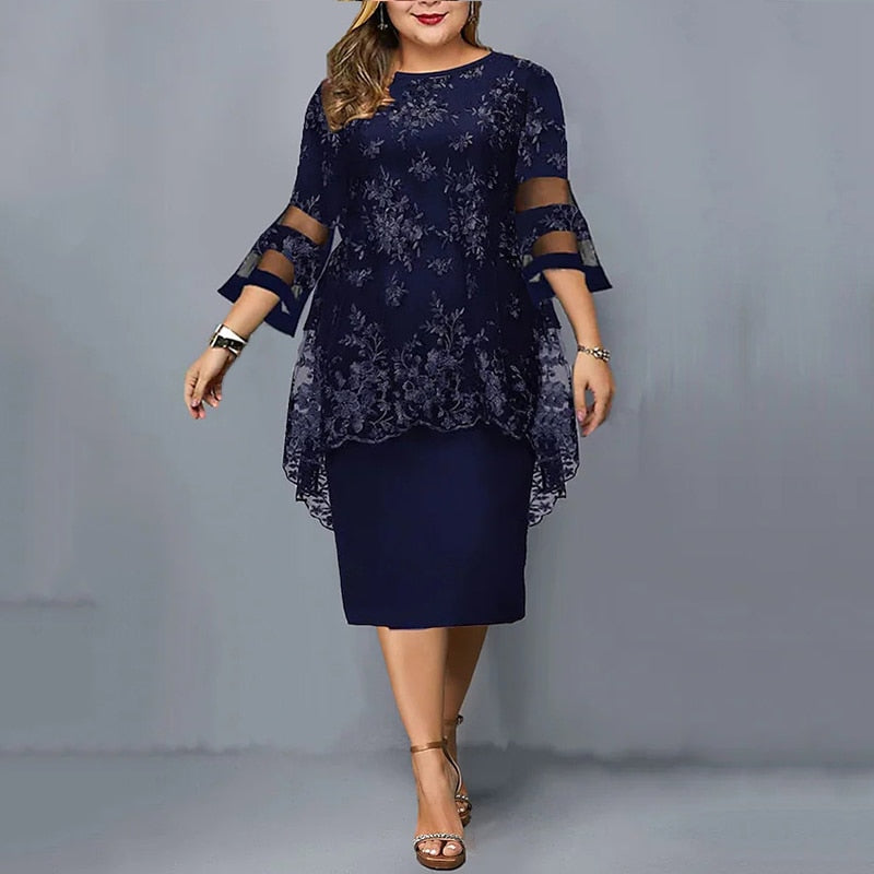 2023 Women's Plus Size Dress O-neck Midi Loose Dress. SEXY & Elegant!