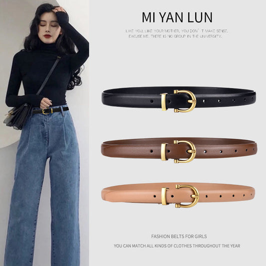 Luxury Designer Women Belt Genuine Leather Female Fashion Metal Belt Buckle Waistband (3 Colors!) High Quality Trend Belt Lady New