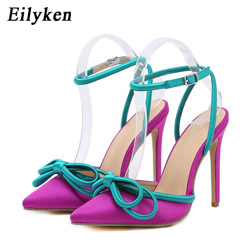 NEW ARRIVAL! Eilyken 2023 Silk Pumps with Ankle Buckle Strap. Pointed Toe & Heel Shoes.