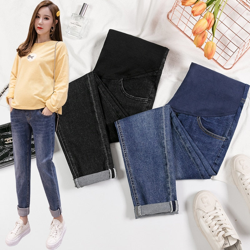 New Autumn Maternity Jeans Pants For Pregnant Women Trousers Casual Loose Jeans Pregnancy Pants Maternity Clothing