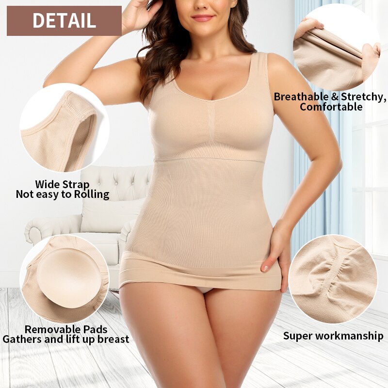 Camisole Compression Tank Top. Slimming Shapewear for Women with Built in Bra Body Shaper Support!