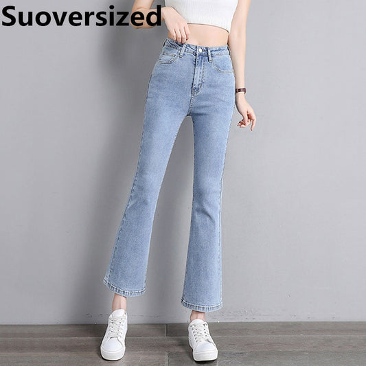 Fashion High Waist Flare Jeans For Women Spring Fall Slim Stretch Vintage Denim Pantalones Casual Korean Streetwear Bell-bottoms