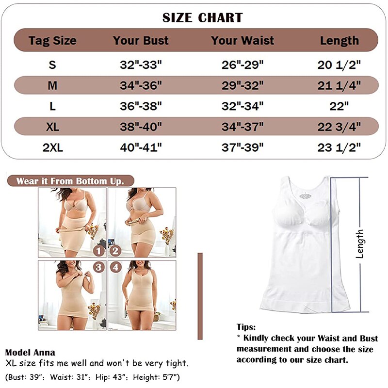 Slimming Shapewear for Women Tummy Control Shaping Camisole Compression Tank Tops Seamless Cami Body Shaper Waist Trainer Vest