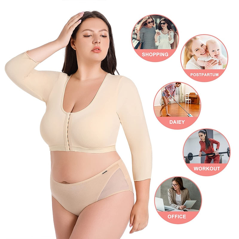 NEW! Shaper Top for Women Arm Compression Fabric with Front Closure Bra - Cropped Tank Top Shapewear with Back Support Body Shaper.