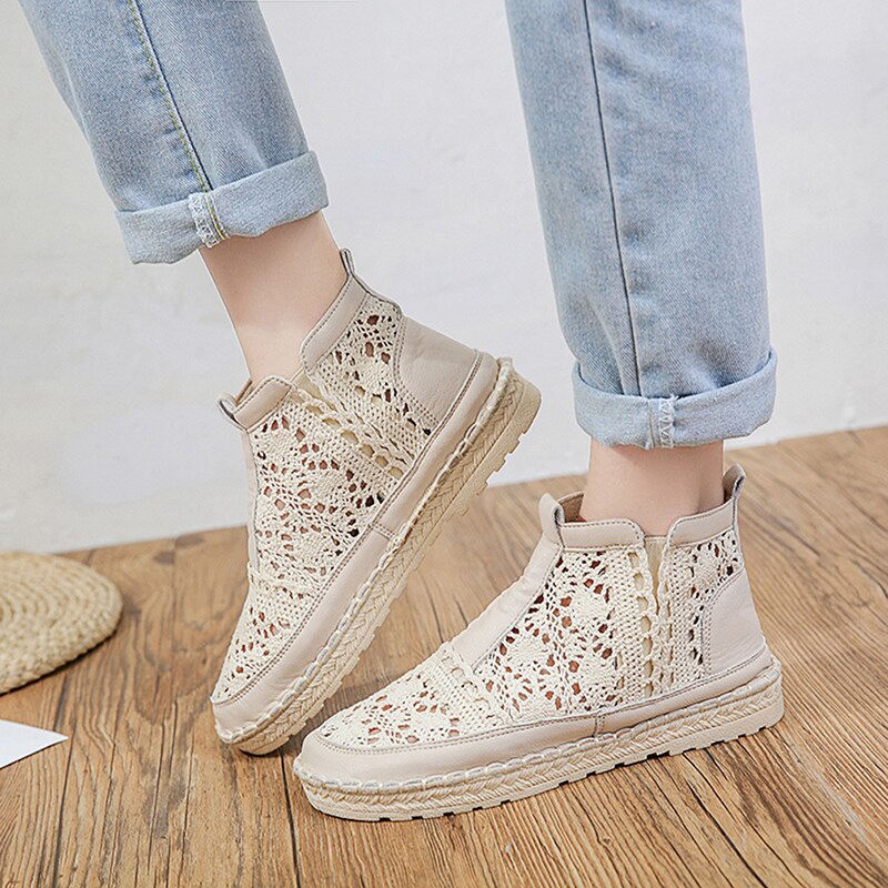 Hollow Out Womens Shoes Woman Breathable Mesh Summer Shoes Lace Walking Shallow New Solid Non Slip Casual Shoes 35-40