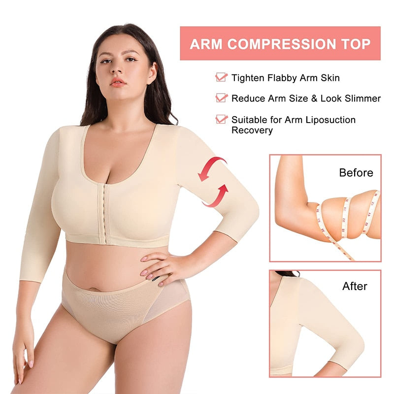 NEW! Shaper Top for Women Arm Compression Fabric with Front Closure Bra - Cropped Tank Top Shapewear with Back Support Body Shaper.