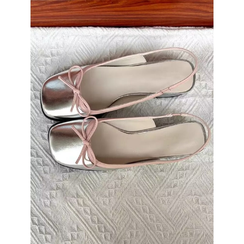 Women's Flats. Sliver Square Toe Slip on Flat Shoes. Comfortable Fit For Extended Wear!