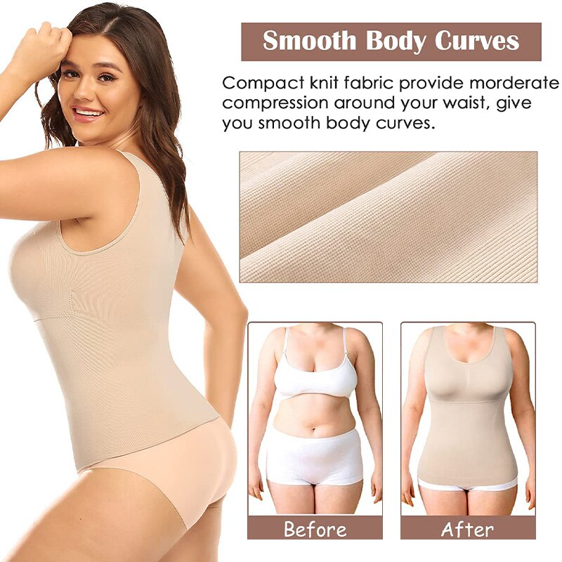 Camisole Compression Tank Top. Slimming Shapewear for Women with Built in Bra Body Shaper Support!