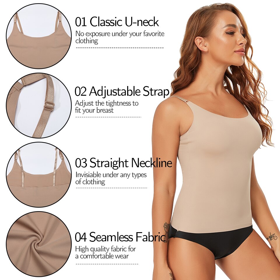 Women's Control Shapewear. Smoothing Body Shaping Camisole Tank Top - Slimming & Seamless Compression Body Shaper Vest.