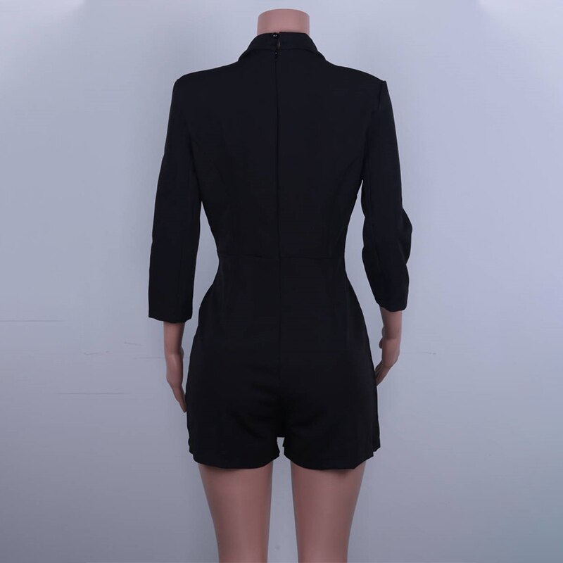 LUOYIYANG Fashion Blazer Lapel Three Quarter Sexy Women's Jumpsuit Elegant Casual Playsuits for Women Girl Spring Rompers