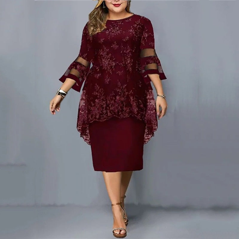 2023 Women's Plus Size Dress O-neck Midi Loose Dress. SEXY & Elegant!