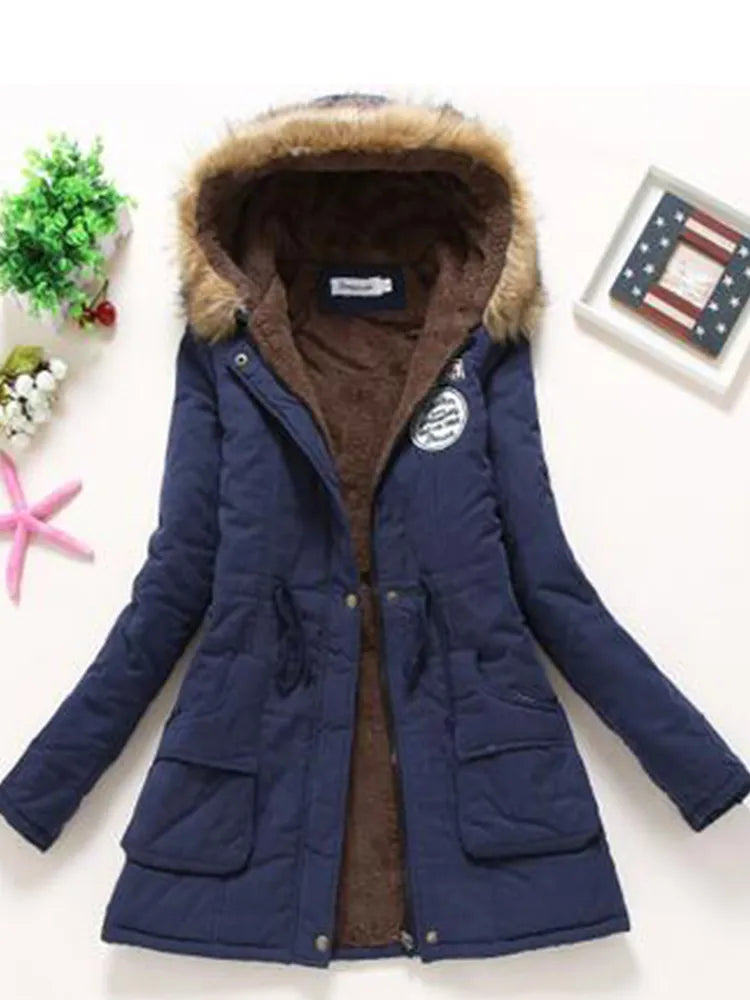 new winter military coats women cotton wadded hooded jacket medium-long casual parka thickness  XXXL quilt snow outwear