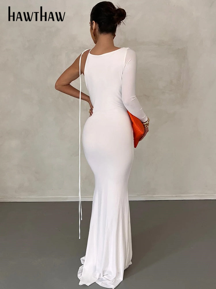 NEW ARRIVAL! Women's Elegant Long Sleeve Party/Evening Bodycon. White DRESS BY HAWTHAW - Long -