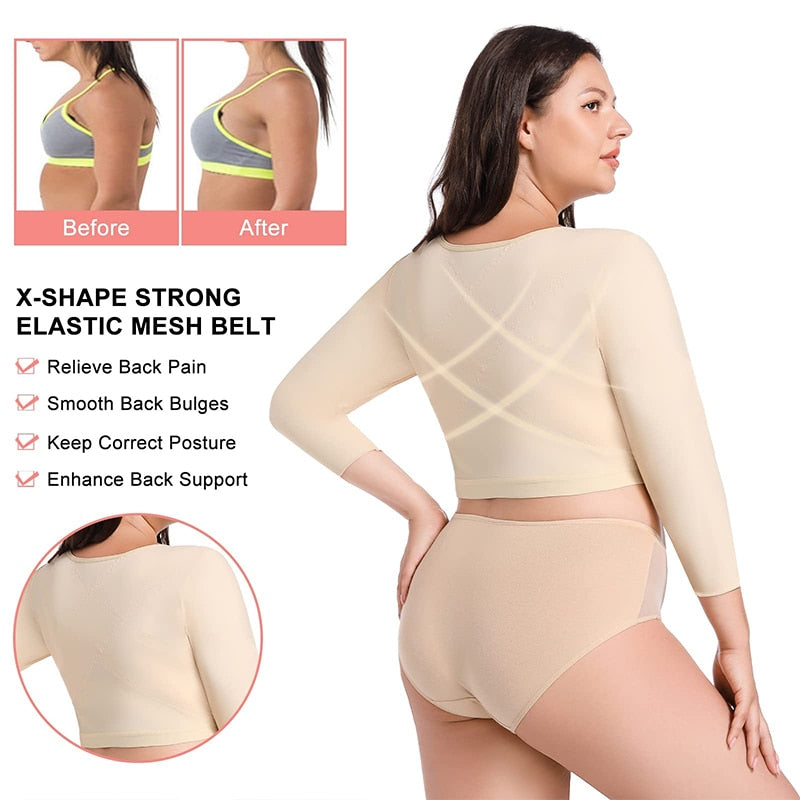 NEW! Shaper Top for Women Arm Compression Fabric with Front Closure Bra - Cropped Tank Top Shapewear with Back Support Body Shaper.