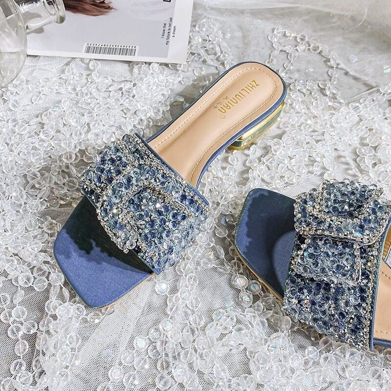 2023! Women's sandals Heel Fashion Flat Ladies Rhinestone Slippers Womens Shoes Comfort Summer Peep Toe Shoes