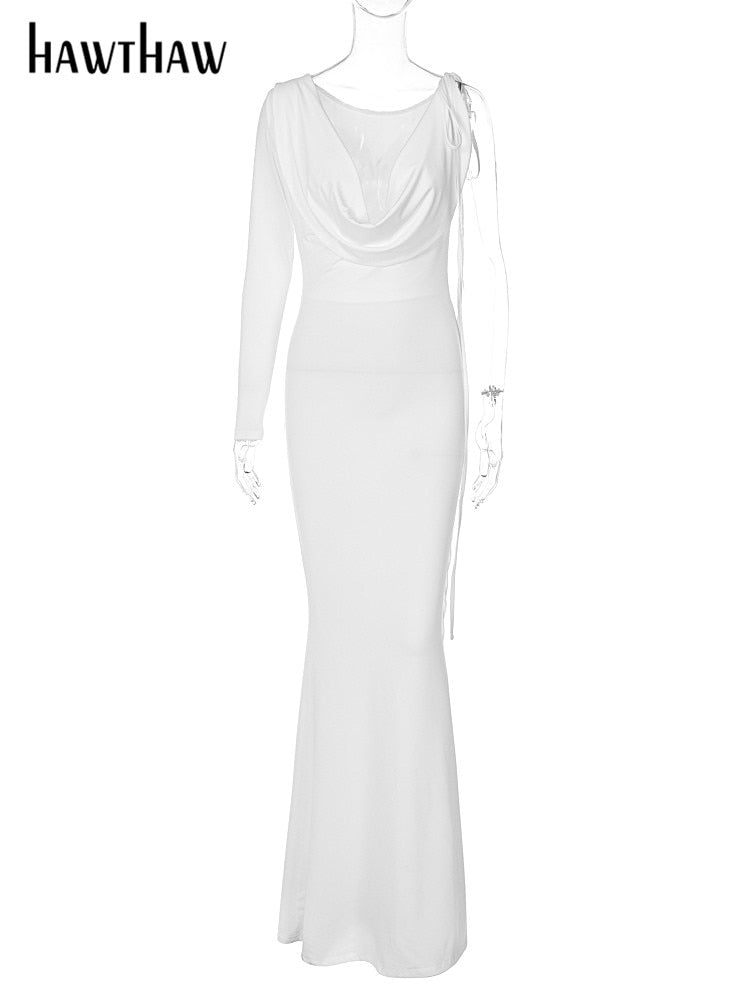 NEW ARRIVAL! Women's Elegant Long Sleeve Party/Evening Bodycon. White DRESS BY HAWTHAW - Long -