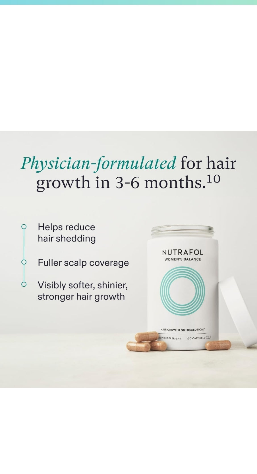 Nutrafol Women's Balance Hair Growth Supplements, Ages 45 and Up, Clinically Proven Hair Supplement for Visibly Thicker Hair and Scalp Coverage, Dermatologist Recommended - 1 Month Supply https://a.co/d/8JDIqYZ