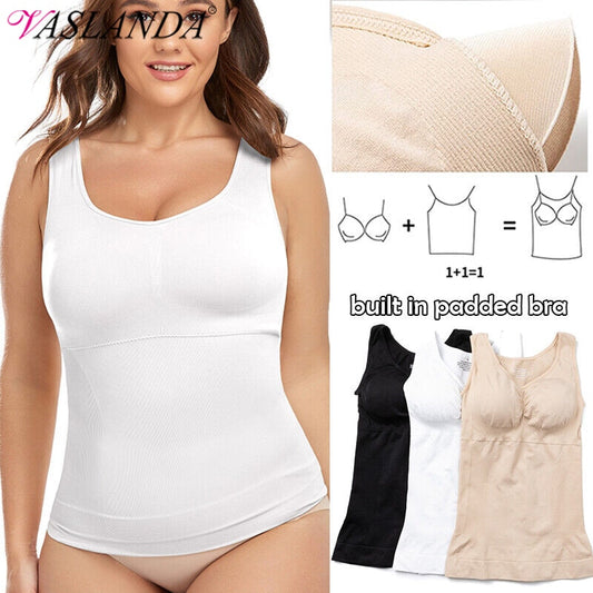 Camisole Compression Tank Top. Slimming Shapewear for Women with Built in Bra Body Shaper Support!