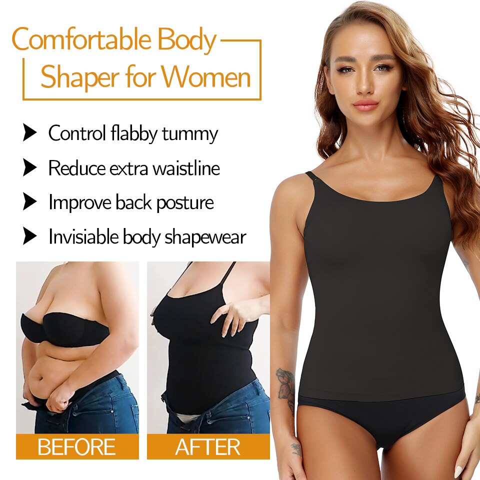 Women's Control Shapewear. Smoothing Body Shaping Camisole Tank Top - Slimming & Seamless Compression Body Shaper Vest.