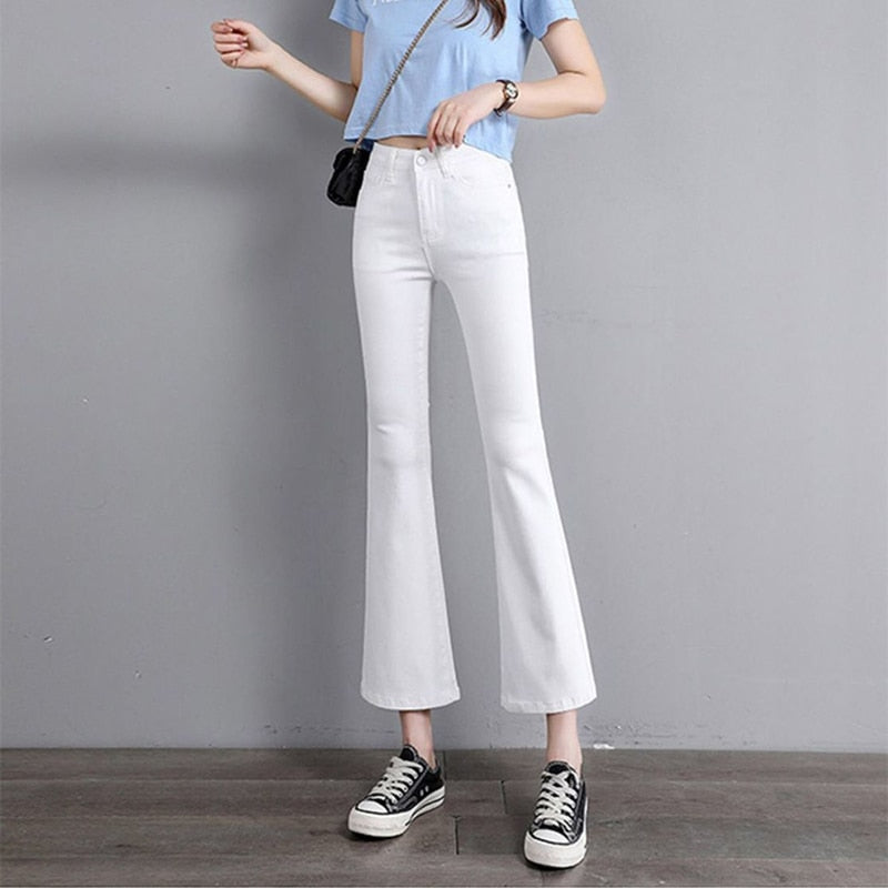 Fashion High Waist Flare Jeans For Women Spring Fall Slim Stretch Vintage Denim Pantalones Casual Korean Streetwear Bell-bottoms