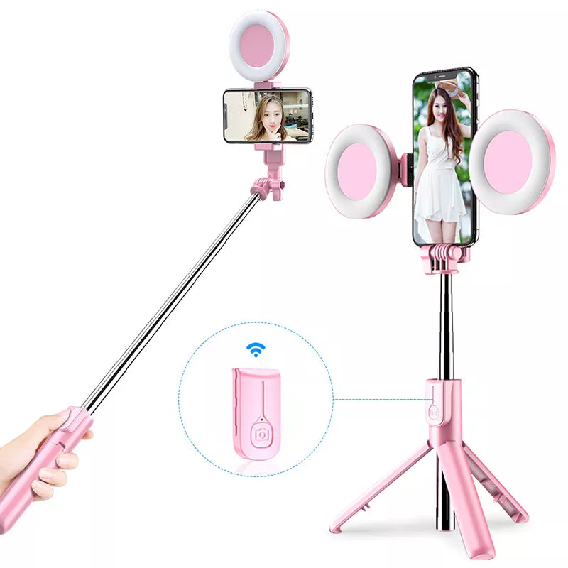 Portable Tripod Selfie Stick With Light